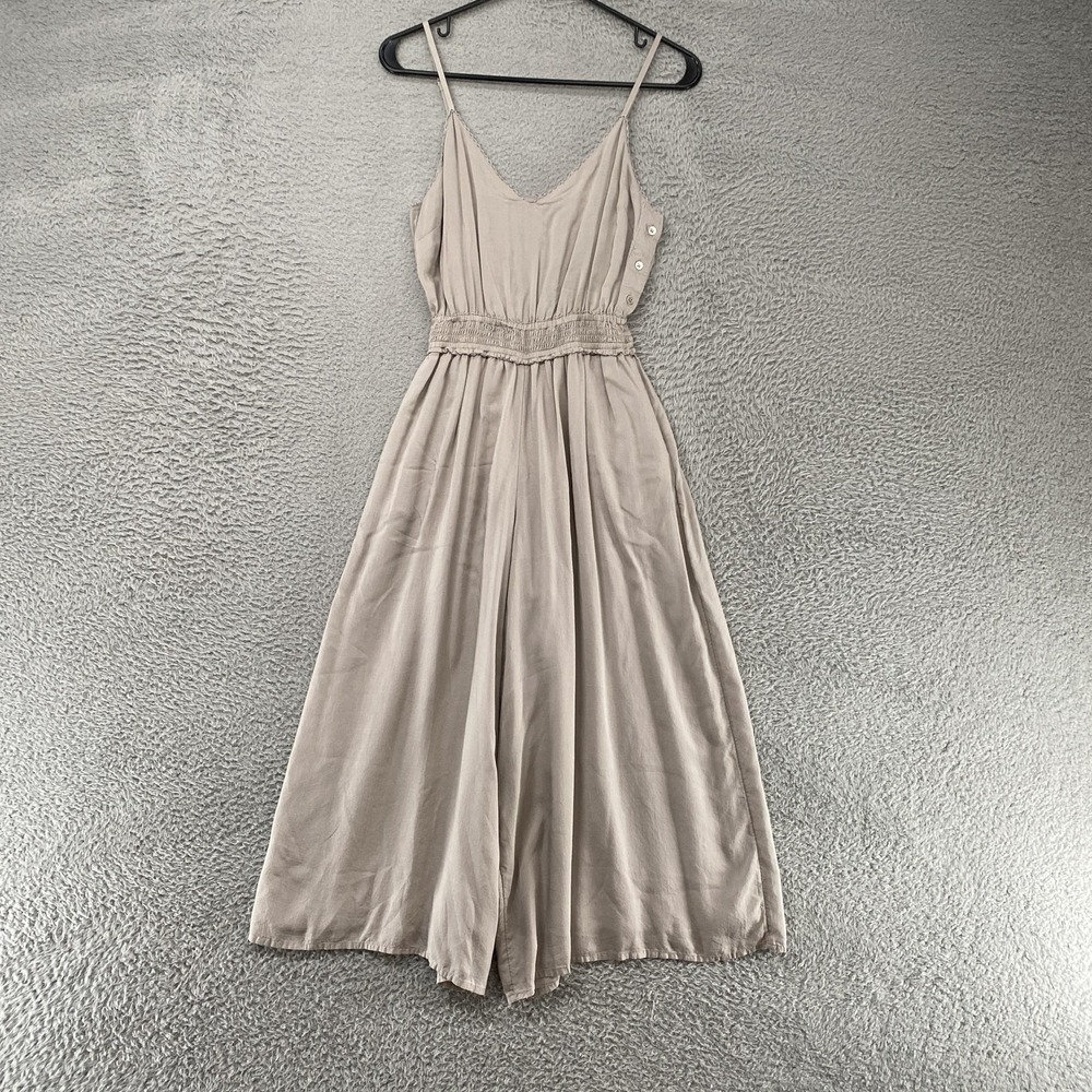 Wilfred Jumpsuit Womens XXS Aritzia Beige V Neck Wide‎ Leg Capsule Minimalist